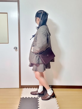 「スクエアトゥ」｜「アイテム（ミリタリージャケット）」を使った、文さん（レディース・153cm）の冬コーディネート