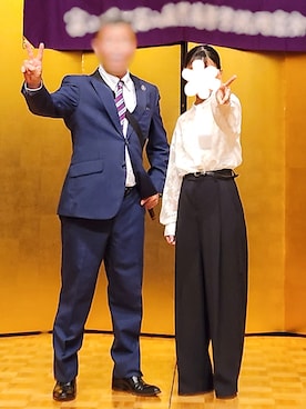 「アイテム（チューブトップ）」を使った、文さん（レディース・153cm）の秋コーディネート