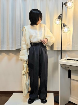 「アイテム（ローファー）」を使った、文さん（レディース・153cm）の秋コーディネート