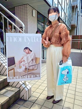 「アイテム（タンクトップ）」を使った、文さん（レディース・153cm）の秋コーディネート