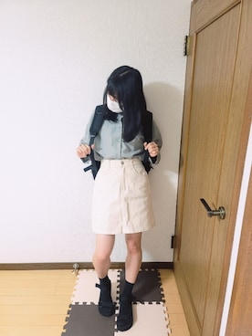 「台形スカート」｜文さん（レディース・153cm）の夏コーディネート