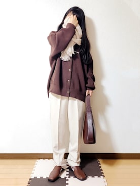 「ロングヘア」｜「アイテム（その他シューズ）」を使った、文さん（レディース・153cm）の冬コーディネート