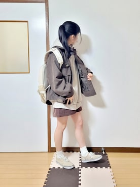 「ステッチ」｜「アイテム（その他アウター）」を使った、文さん（レディース・153cm）の春コーディネート