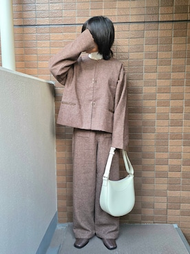 「アイテム（スラックス）」を使った、文さん（レディース・153cm）の秋コーディネート