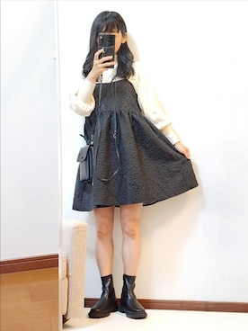 「重ね着ベストシーズン」｜「アイテム（財布/小物）」を使った、文さん（レディース・153cm）の秋コーディネート