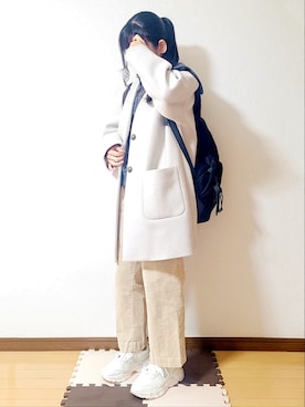 「LOWRYS FARM（ローリーズファーム）のアイテム（ノーカラージャケット）」を使った、文さん（レディース・153cm）の冬コーディネート