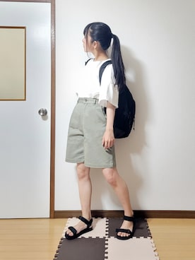 「アイテム（バックパック/リュック）」を使った、文さん（レディース・153cm）の夏コーディネート