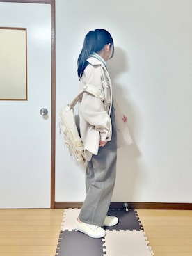 「ステッチ」｜「アイテム（オールインワン・サロペット）」を使った、文さん（レディース・153cm）の冬コーディネート