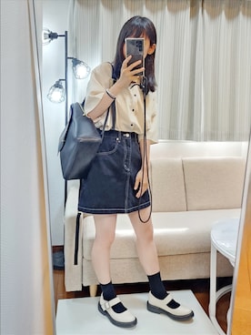 「SPINNS(スピンズ)のアイテム(スカート)」を使った、文さん(レディース・153cm)の夏コーディネート