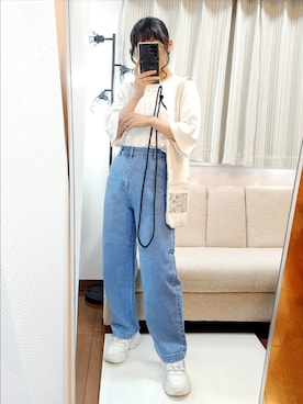 「NEV（ネブ）のアイテム」を使った、文さん（レディース・153cm）の夏コーディネート