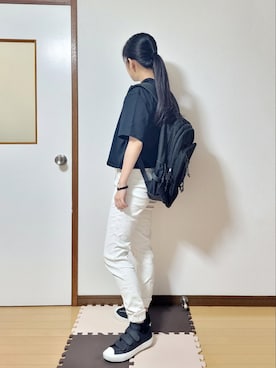 「GRL」｜「アイテム（チノパンツ）」を使った、文さん（レディース・153cm）の夏コーディネート