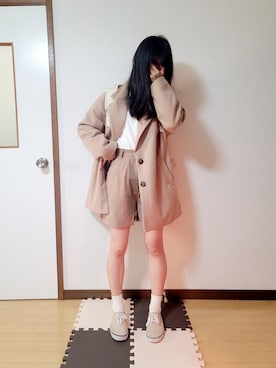 「Honeys（ハニーズ）のアイテム（ダウンジャケット/コート）」を使った、文さん（レディース・153cm）の冬コーディネート