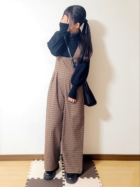 「マイベストコーデ2022」｜「アイテム（オールインワン・サロペット）」を使った、文さん（レディース・153cm）の冬コーディネート