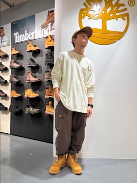 「アウトドアミックス」｜Timberlandなんばパークスさん（メンズ・163cm）の秋コーディネート