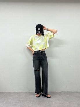 「短丈トップス」｜MISAKIさん（レディース・174cm）の春コーディネート