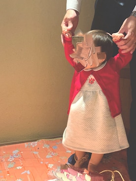 「PETIT BATEAU（プチバトー）のアイテム（ワンピース/ドレス）」を使った、temiiさん（キッズ・80cm）の冬コーディネート