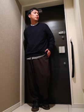 「ニット/セーター」｜「アイテム（セットアップ）」を使った、しんじさん（メンズ・169cm）の秋コーディネート