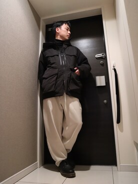 「White Mountaineering」｜「アイテム（ダウンジャケット/コート）」を使った、しんじさん（メンズ・169cm）の秋コーディネート