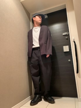 「カーディガンコーデ」｜「アイテム（セットアップ）」を使った、しんじさん（メンズ・169cm）の秋コーディネート