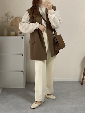 「Avail（アベイル）のアイテム（スラックス）」を使った、kokoさん（レディース・158cm）の冬コーディネート