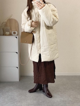 「NEUNA（ヌナ）のアイテム（ダウンジャケット/コート）」を使った、kokoさん（レディース・158cm）の秋コーディネート