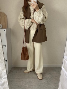 「Avail（アベイル）のアイテム（スラックス）」を使った、kokoさん（レディース・158cm）の秋コーディネート