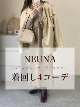 「NEUNA（ヌナ）のアイテム（ダウンジャケット/コート）」を使った、kokoさん（レディース・158cm）の冬コーディネート