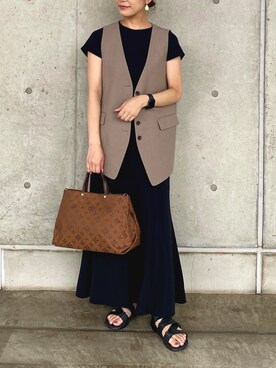 Gu ジーユー のノーカラージャケット グレー系 を使ったレディース人気ファッションコーディネート Wear