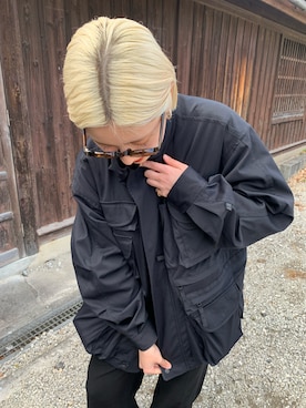 「アイテム（その他アウター、ブラック系）」を使った、bib____iさん（レディース・156cm）の冬コーディネート