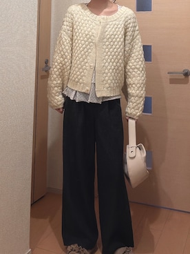 「アイテム（バッグ、ホワイト系）」を使った、ゆうかさん（レディース・160cm）の冬コーディネート