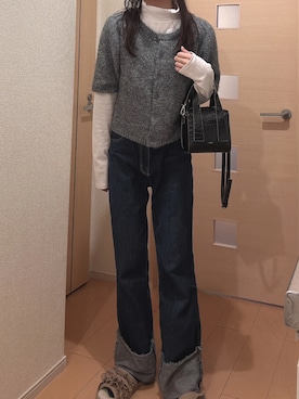 「アイテム（ボストンバッグ）」を使った、ゆうかさん（レディース・160cm）の冬コーディネート