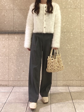 「ビーズバッグ」｜「アイテム（スラックス）」を使った、ゆうかさん（レディース・160cm）の秋コーディネート