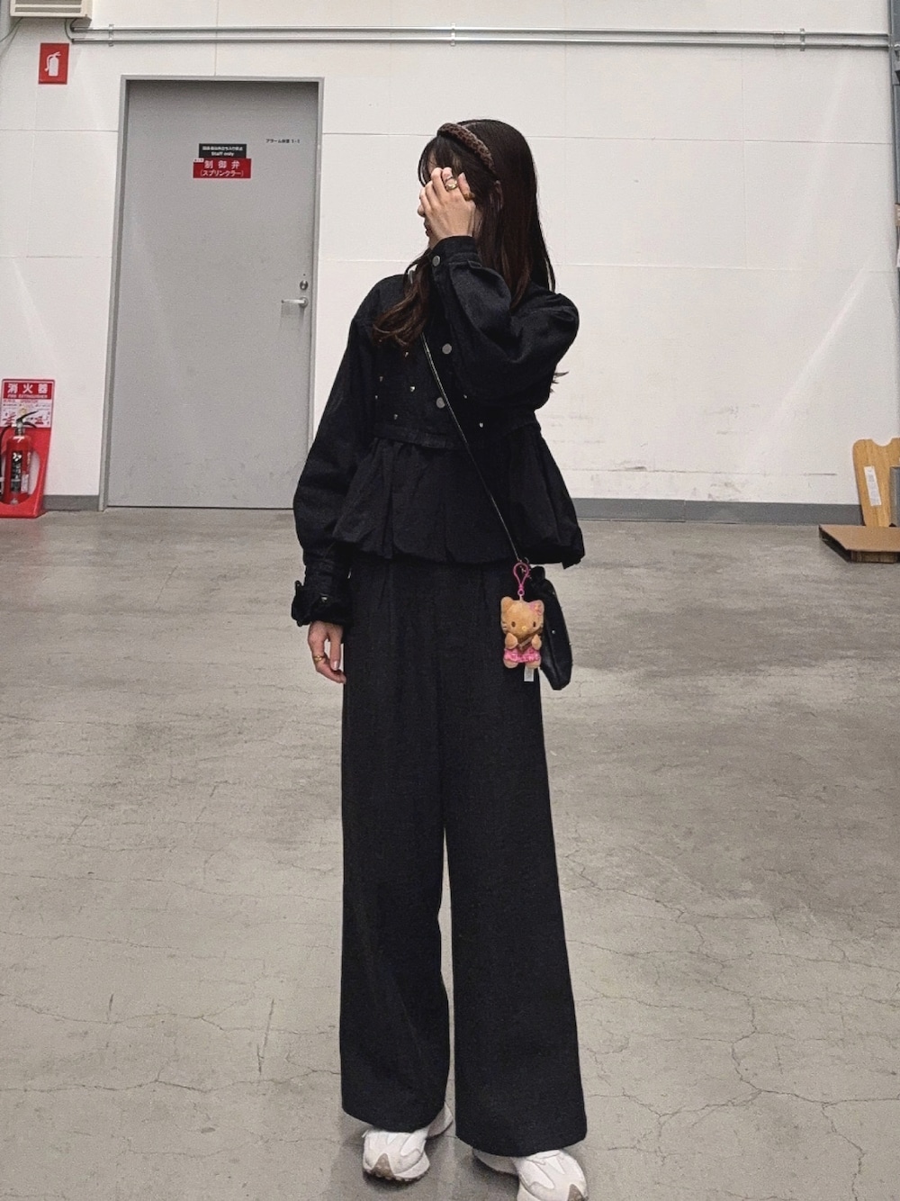 loin nuit】heart denim peplum tops Oxford Pintuck Notched