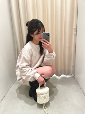 「one after another NICE CLAUP（ワンアフターアナザーナイスクラップ）のアイテム（スウェット）」を使った、田中李央子さん（レディース・153cm）の秋コーディネート