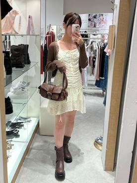 「one after another NICE CLAUP（ワンアフターアナザーナイスクラップ）のアイテム（チュニック）」を使った、きよみさん（レディース・158cm）の夏コーディネート