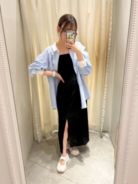 「スリットワンピ」｜きよみさん（レディース・158cm）の夏コーディネート