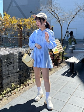 「one after another NICE CLAUP（ワンアフターアナザーナイスクラップ）のアイテム（キャップ）」を使った、きよみさん（レディース・158cm）の春コーディネート