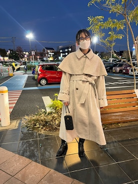 「ケープコート」｜「アイテム（ステンカラーコート）」を使った、きよみさん（レディース・158cm）の秋コーディネート