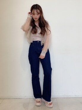 「one after another NICE CLAUP（ワンアフターアナザーナイスクラップ）のスニーカー底グルカサンダル（サンダル）」を使った、asuka♡さん（レディース・152cm）の夏コーディネート