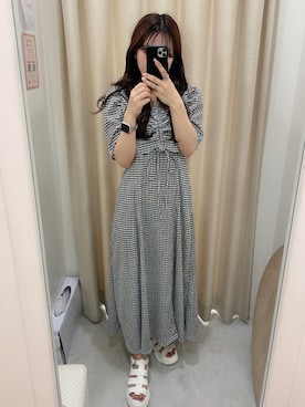 「one after another NICE CLAUP（ワンアフターアナザーナイスクラップ）のスニーカー底グルカサンダル（サンダル）」を使った、asuka♡さん（レディース・152cm）の夏コーディネート