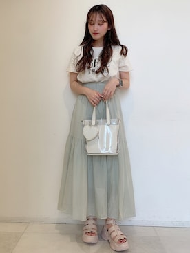 「one after another NICE CLAUP（ワンアフターアナザーナイスクラップ）のスニーカー底グルカサンダル（サンダル）」を使った、asuka♡さん（レディース・152cm）の夏コーディネート