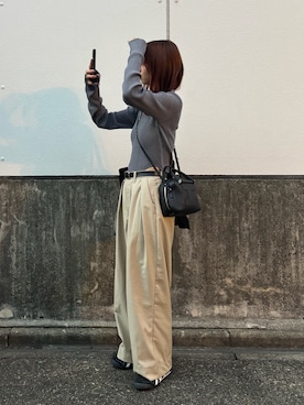 「アイテム（トートバッグ）」を使った、minoriさん（レディース・151cm）の秋コーディネート