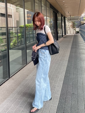 「アイテム（トートバッグ）」を使った、minoriさん（レディース・151cm）の夏コーディネート