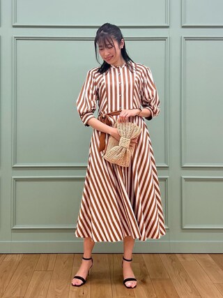 ANAYI（アナイ）の「カラーストライプボリューム袖ワンピース  