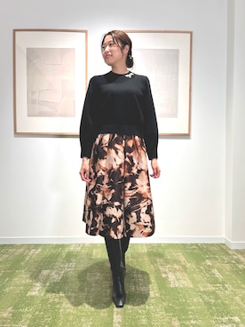 「プリントスカート」｜Takahashi.mさん（レディース・168cm）の秋コーディネート