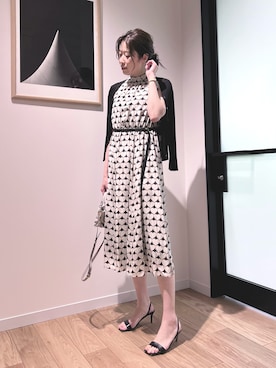 プレイフルハートプリントフレア ワンピースを使った人気ファッション