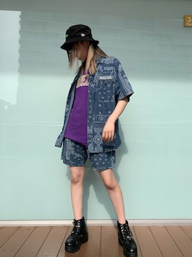 「ムラサキコーデ」｜ひなこさん（レディース・166cm）の夏コーディネート