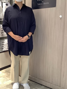 「BRICK HOUSE by TOKYO SHIRT」｜「アイテム（シャツワンピース）」を使った、BRICK HOUSE by Tokyo Shirts 東京駅一番街店さん（レディース・163cm）の夏コーディネート