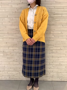 「アイテム（ビジネスシャツ、ベージュ系）」を使った、BRICK HOUSE by Tokyo Shirts 東京駅一番街店さん（レディース・158cm）の秋コーディネート