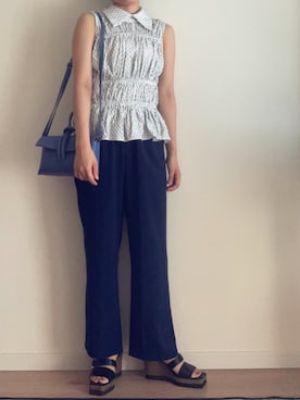 「アイテム（バッグ、ブルー系）」を使った、pongee31さん（レディース・153cm）の夏コーディネート